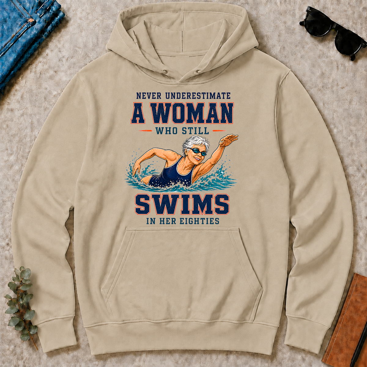 Never Underestimate A Woman Still Swims In Her 80s - sand - HS2D-Sand