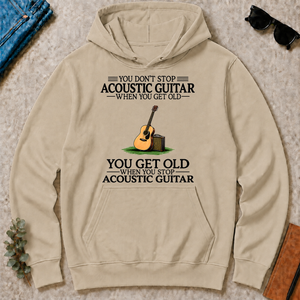 Don't Stop Playing Acoustic Guitar Vintage Art - sand - HS2D-Sand