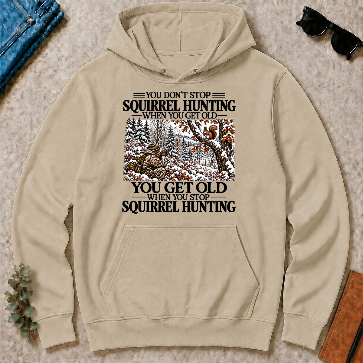 Don't Stop Winter Squirrel Hunting Snow - sand - HS2D-Sand