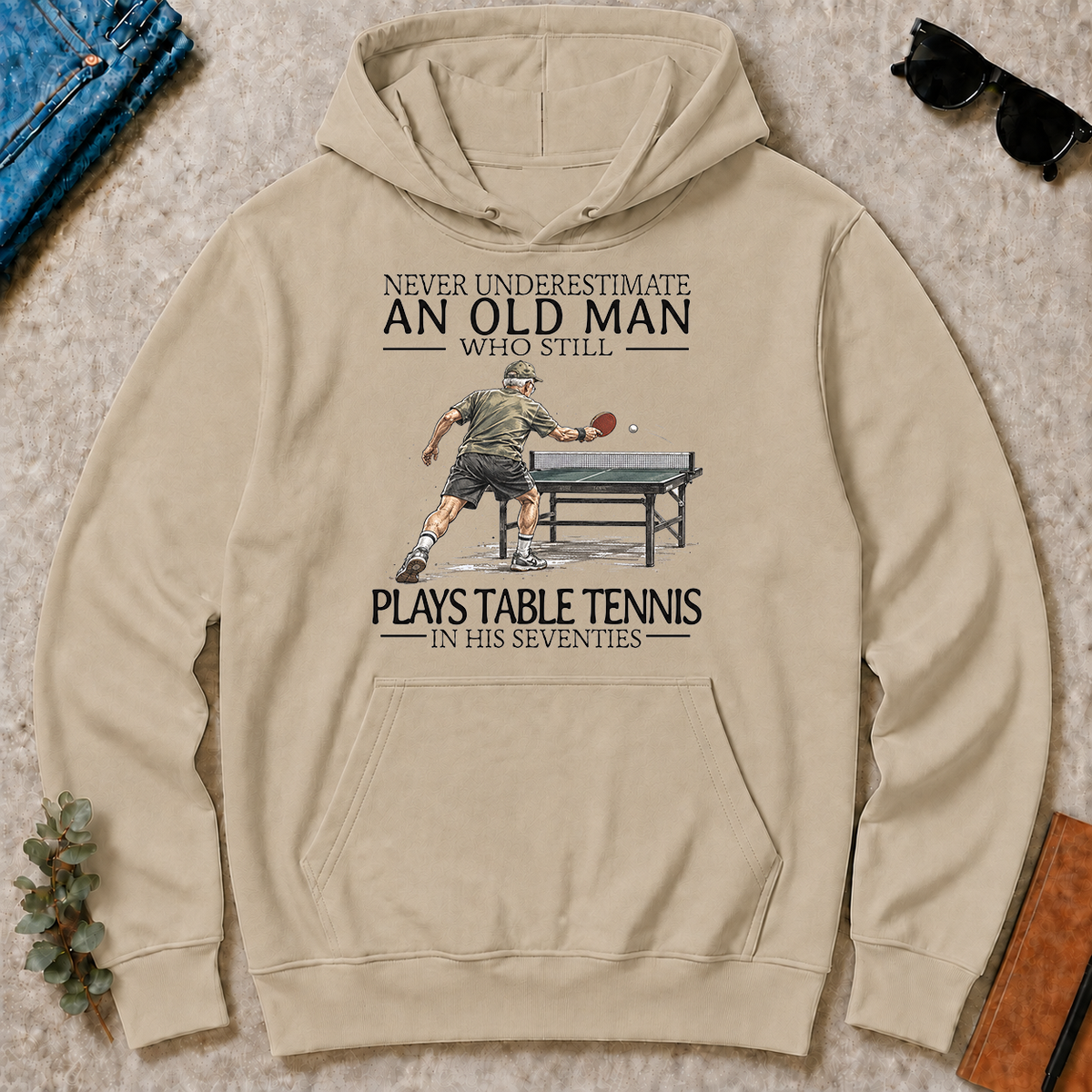 An Old Man Who Still Plays Table Tennis In His Seventies - sand - HS2D-Sand