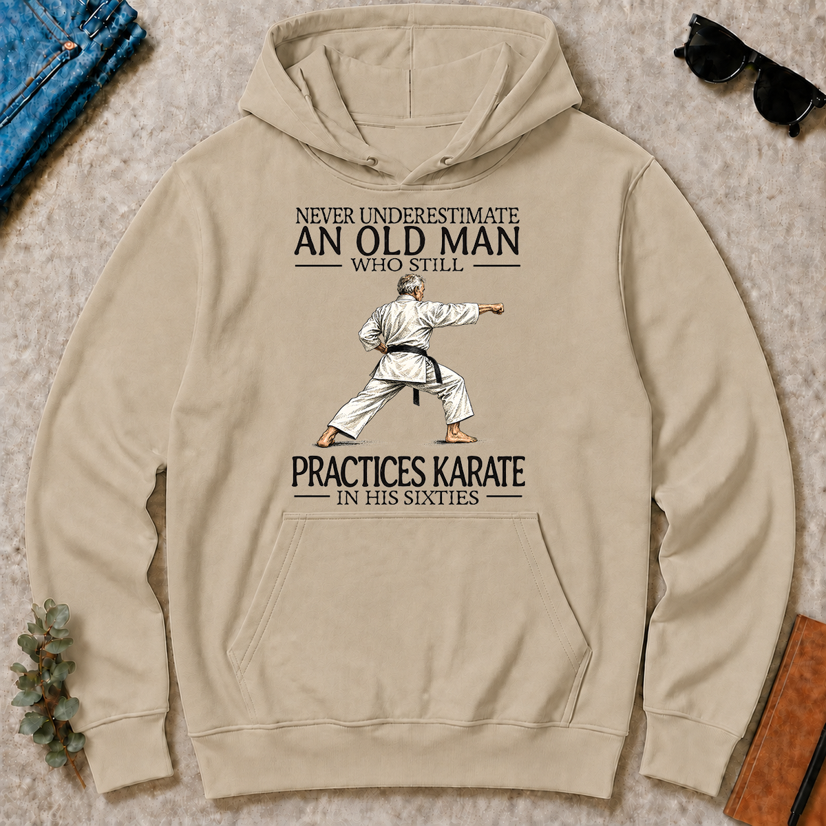 An Old Man Who Still Pratices Karate In His Sixties - sand - HS2D-Sand