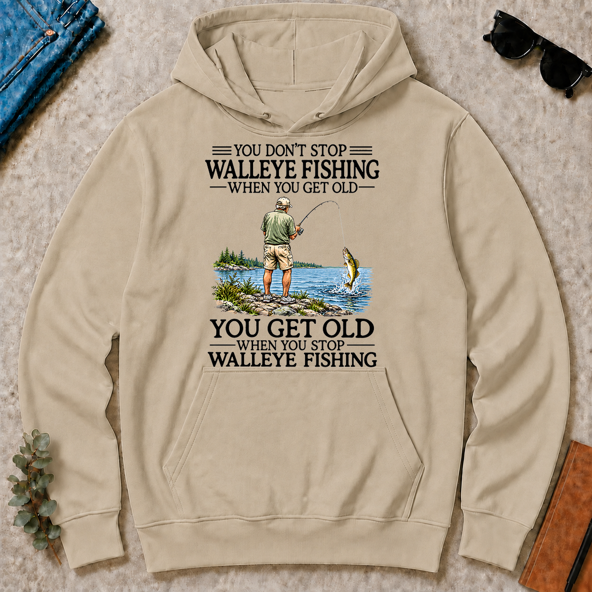 Don't Stop Walleye Fishing Vintage - sand - HS2D-Sand