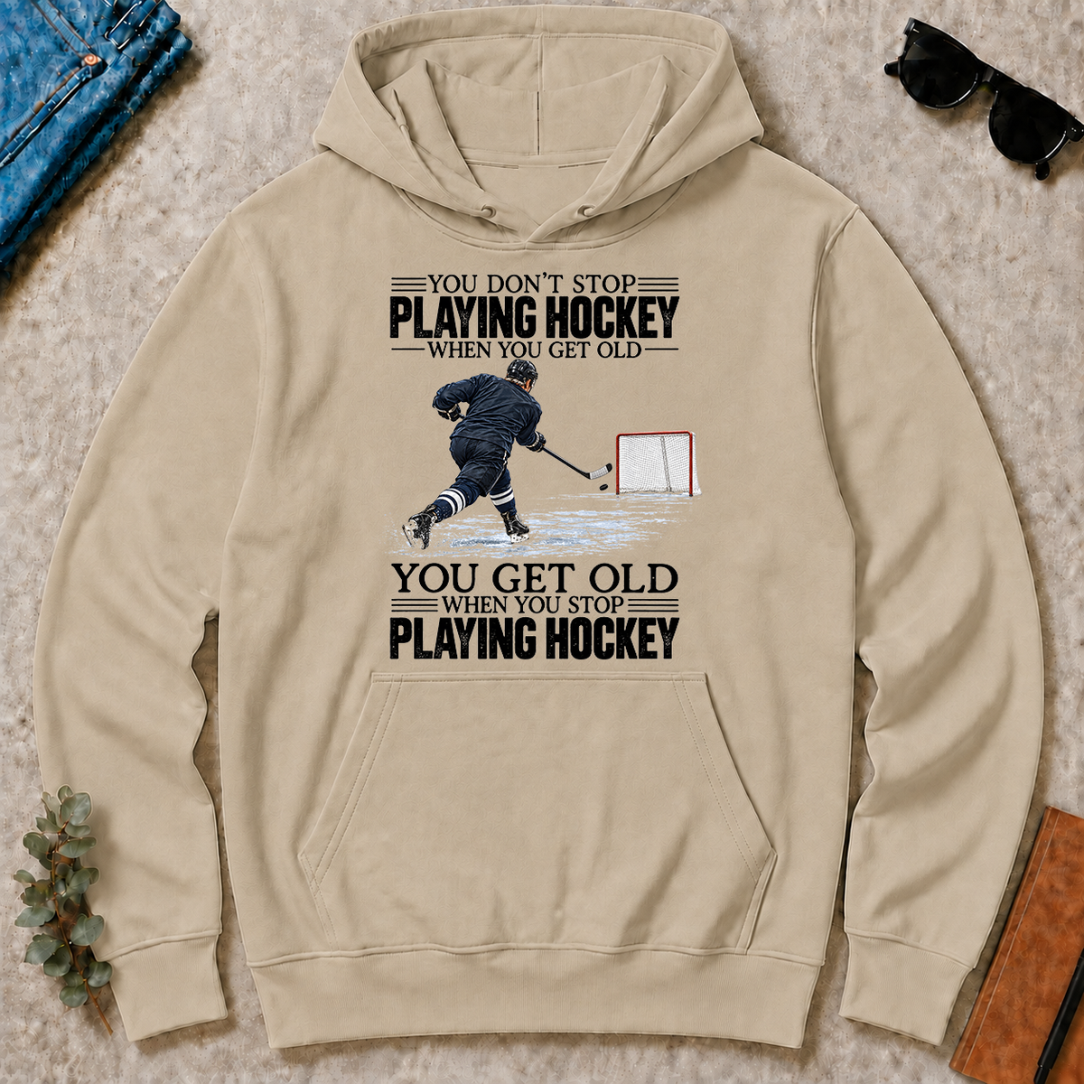 Vintage You Get Old When You Stop Playing Hockey - sand - HS2D-Sand
