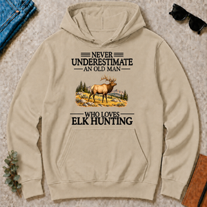 Never Underestimate An Old Man Who Loves Elk Hunting - sand - HS2D-Sand