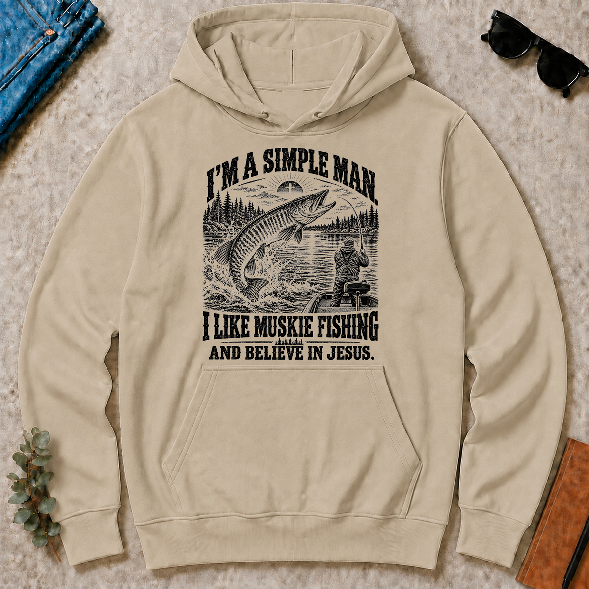 I like Muskie Fishing Believe In Jesus - sand - HS2D-Sand