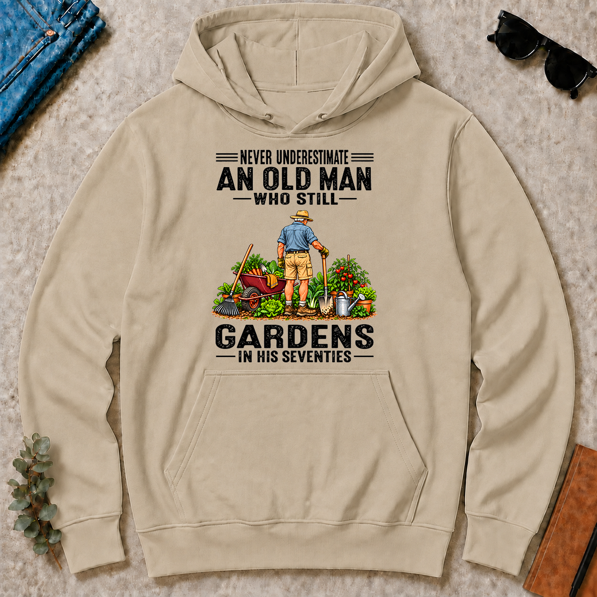An Old Man Still Gardens In His 70s - sand - HS2D-Sand