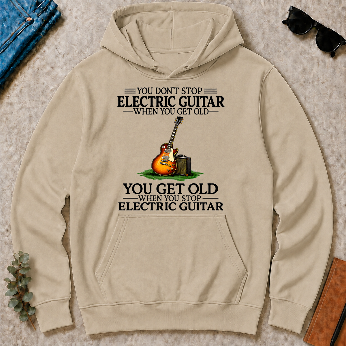 Don't Stop Playing Electric Guitar Vintage Art - sand - HS2D-Sand