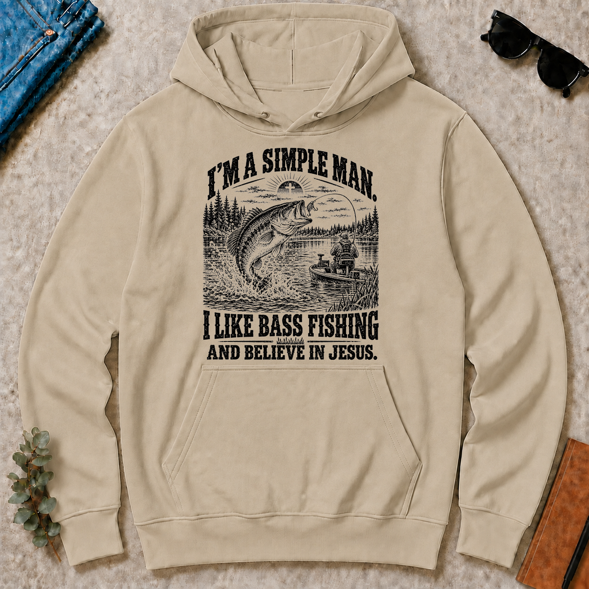 I like Bass Fishing Believe In Jesus - sand - HS2D-Sand