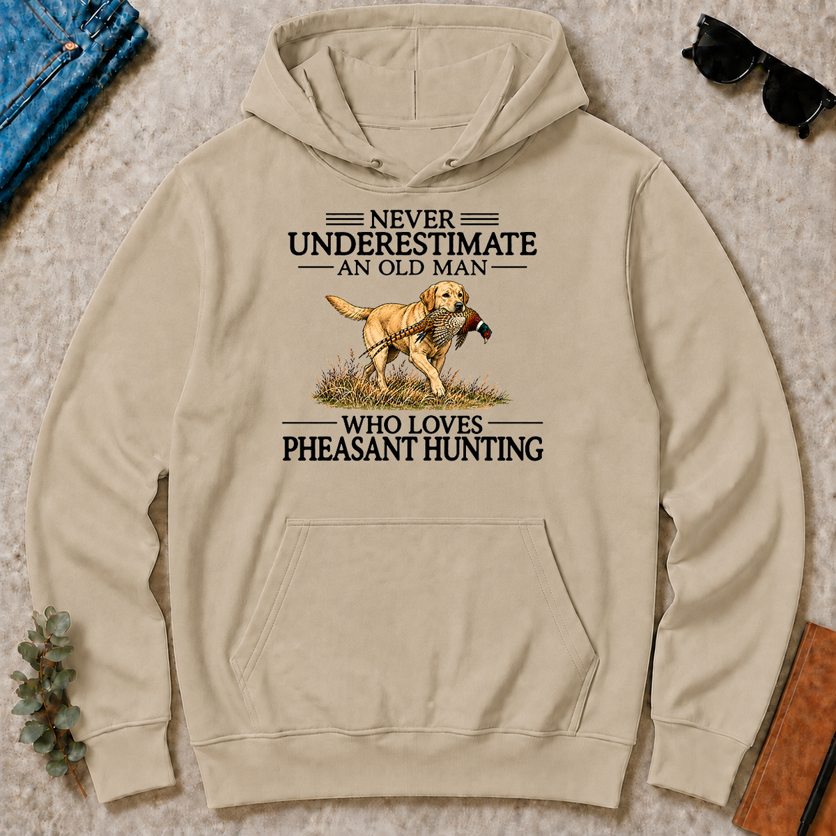 Never Underestimate An Old Man Who Loves Pheasant Hunting Art - sand - HS2D-Sand