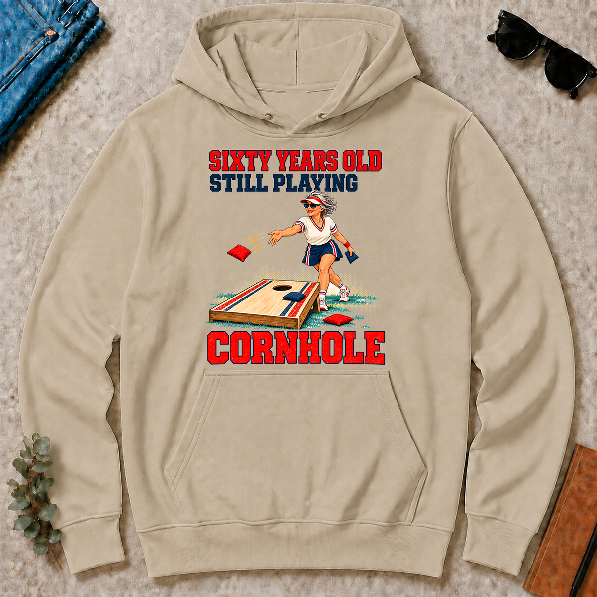 Sixty Years Old, Still Playing Cornhole - sand - HS2D-Sand