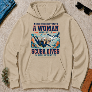 Never Underestimate A Woman Still Scuba Dives - sand - HS2D-Sand