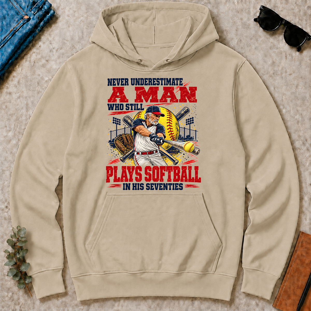 A Man Still Plays Softball In His 70s - sand - HS2D-Sand