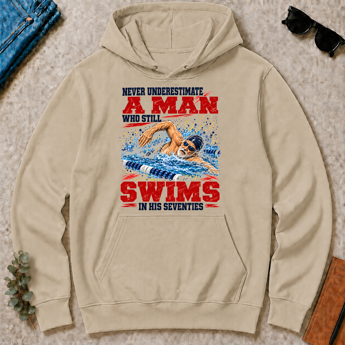 A Man Still Swims In His 70s - sand - HS2D-Sand