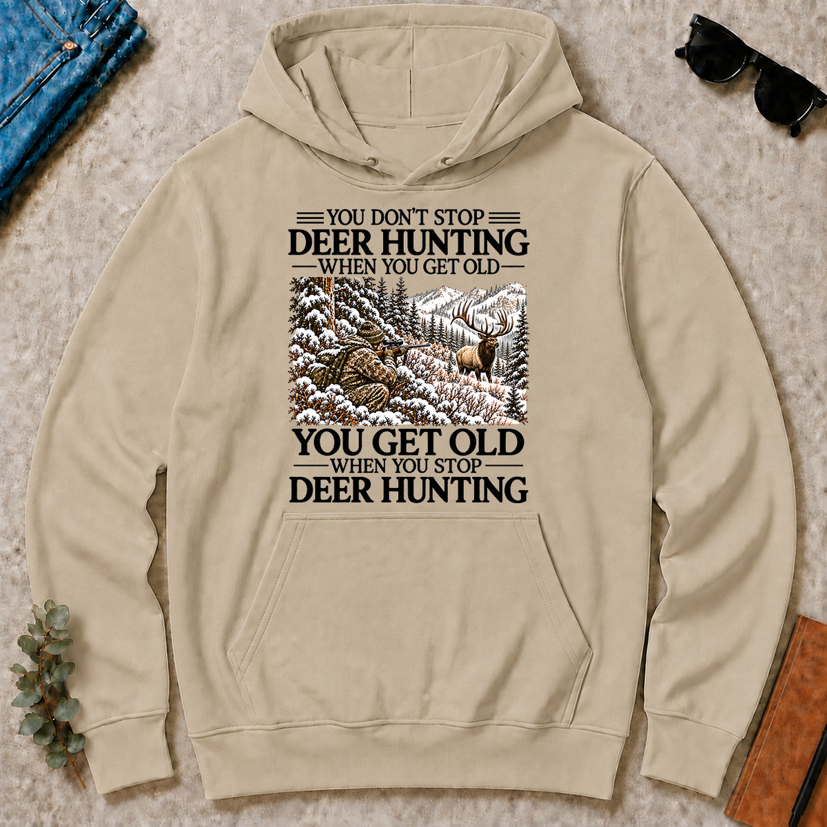 Don't Stop Elk Hunting Snow - sand - HS2D-Sand
