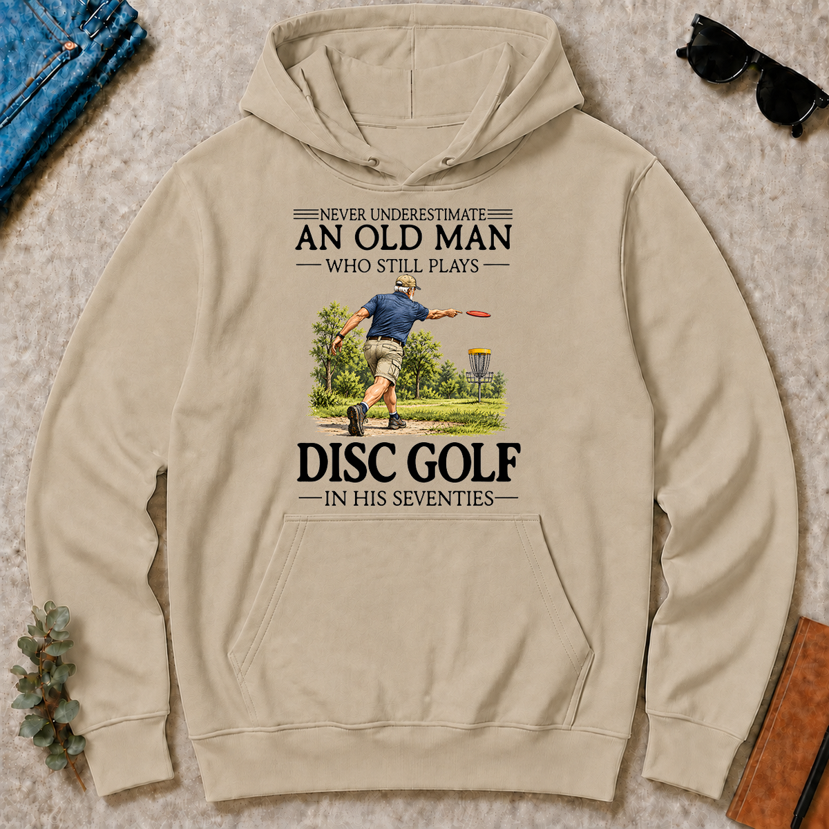 An Old Man Who Still Plays Disc Golf In His Seventies - sand - HS2D-Sand