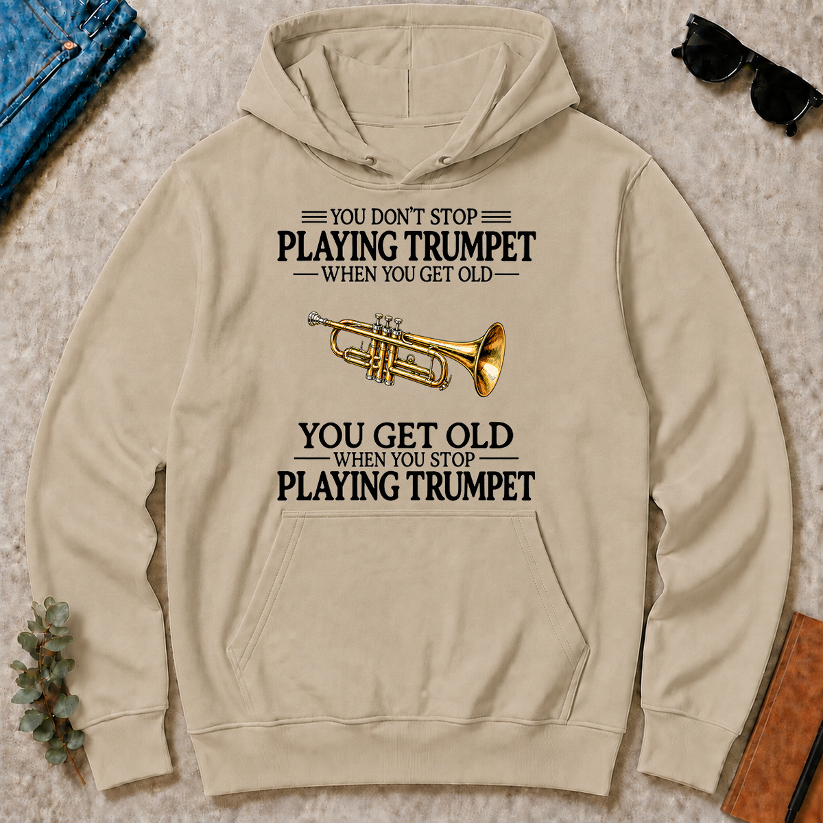 Don't Stop Playing Trumpet Vintage Art - sand - HS2D-Sand