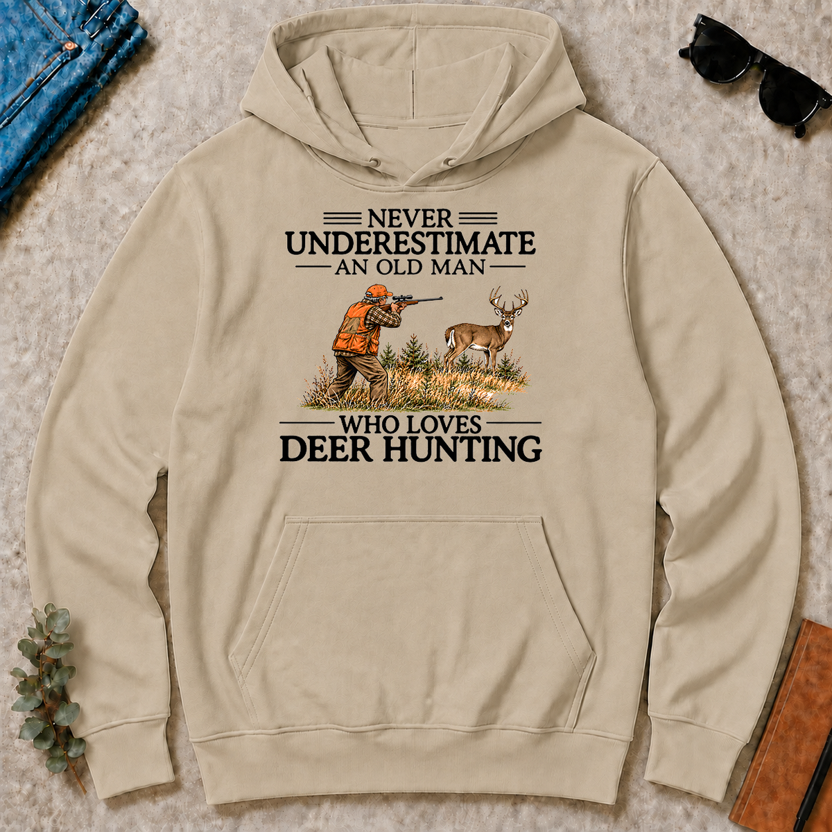 Never Underestimate An Old Man Deer Hunting - sand - HS2D-Sand