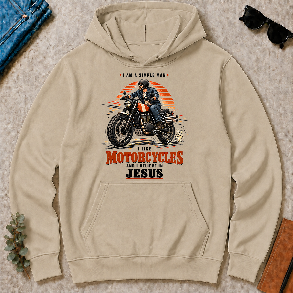 I Like Motorcycles And Believe In Jesus - sand - HS2D-Sand