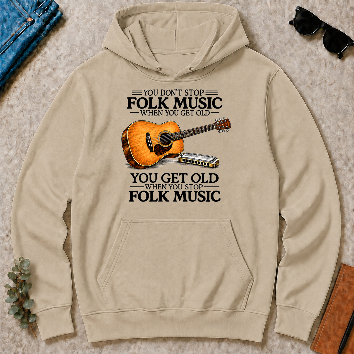 Don't Stop Playing Folk Music Vintage Art - sand - HS2D-Sand