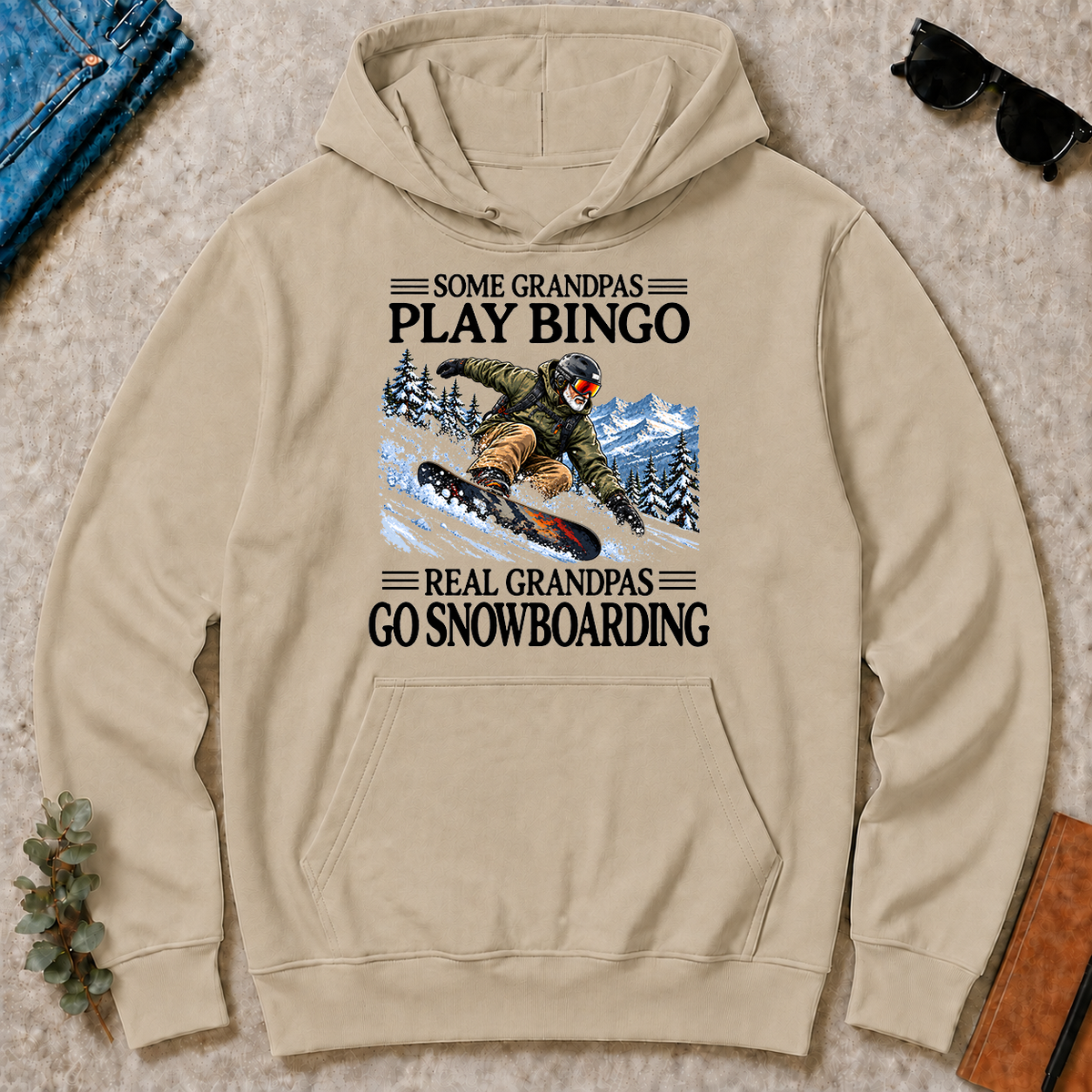 Some Grandpas Play Bingo Real Grandpas Go Snowboarding - sand - HS2D-Sand