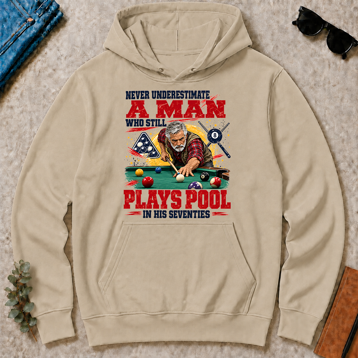 A Man Still Plays Pool In His 70s - sand - HS2D-Sand