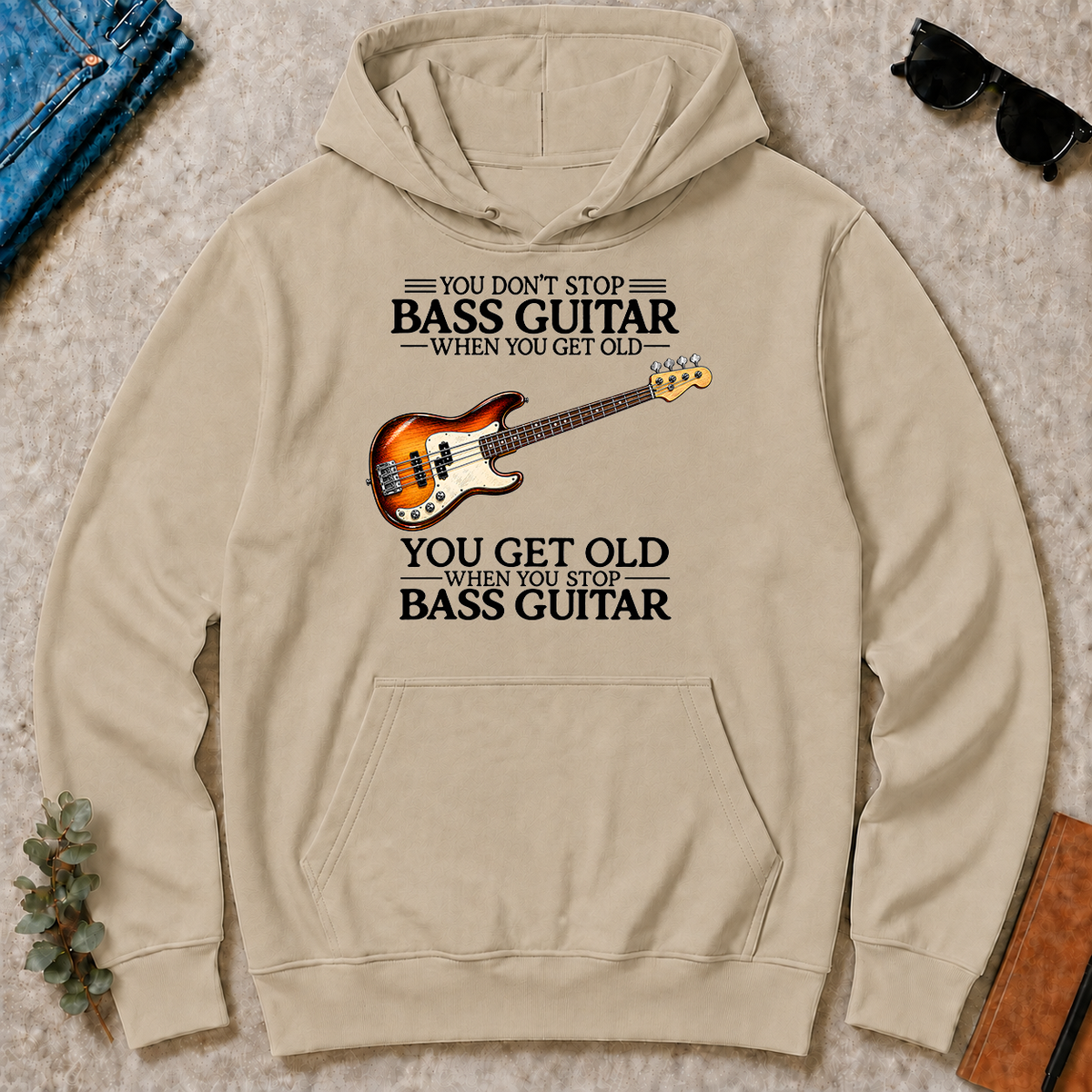 Don't Stop Playing Bass Guitar Vintage Art - sand - HS2D-Sand