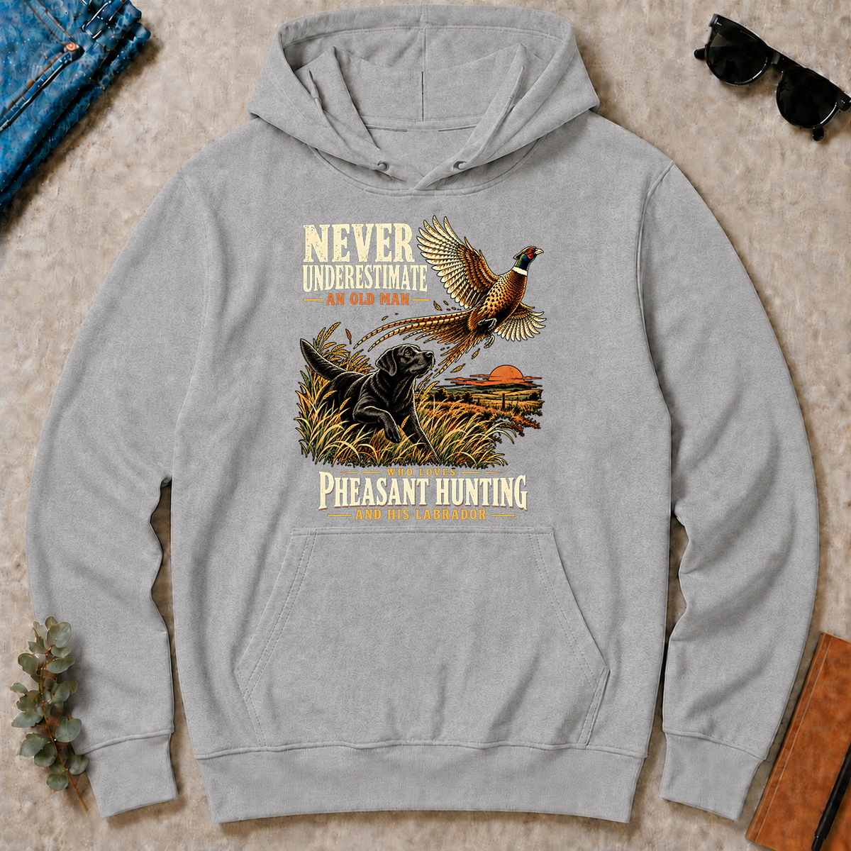 Never Underestimate An Old Man Loves Pheasant Hunting And His Labrador - sport-grey - HS2D-SportGrey