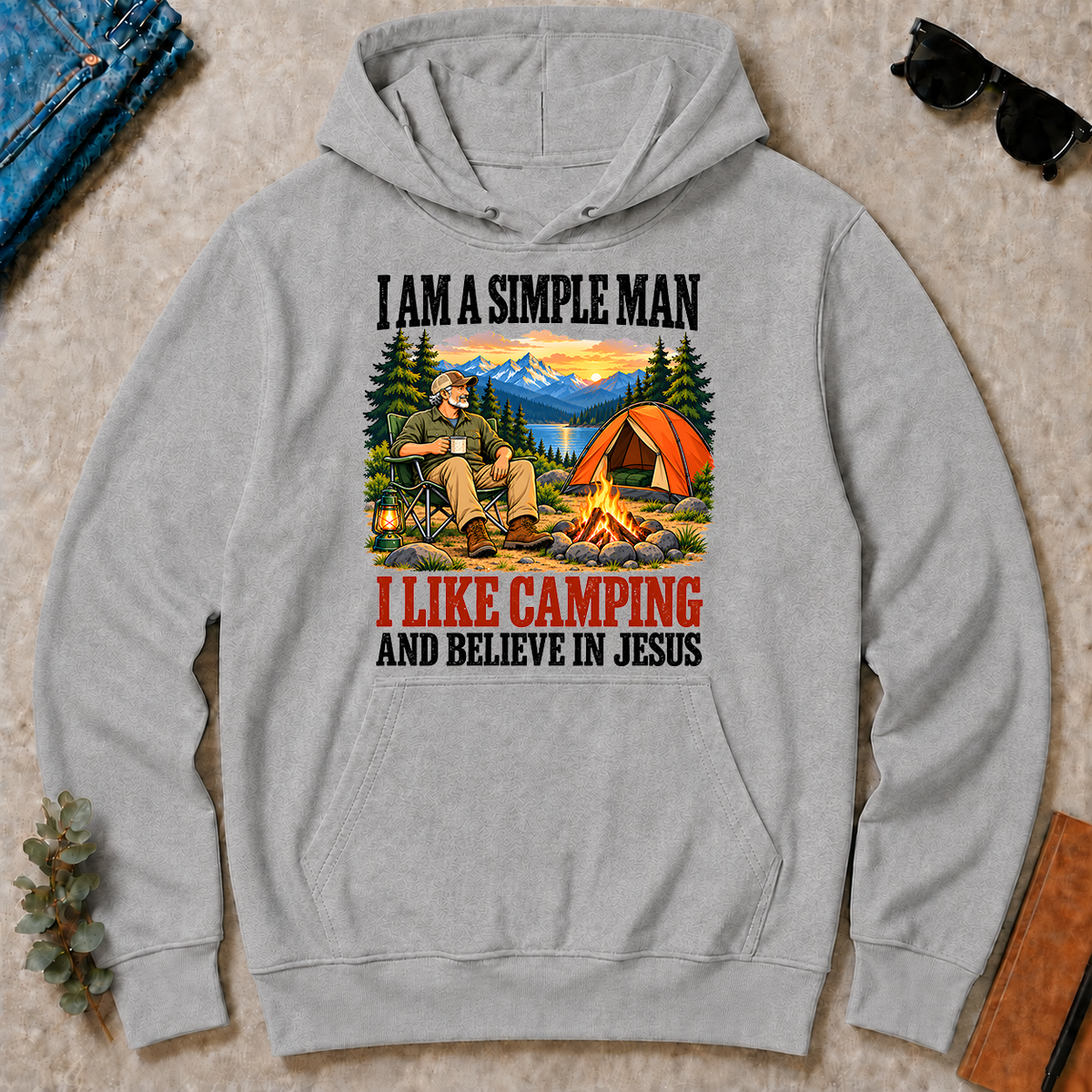 I Like Camping & Believe In Jesus - sport-grey - HS2D-SportGrey