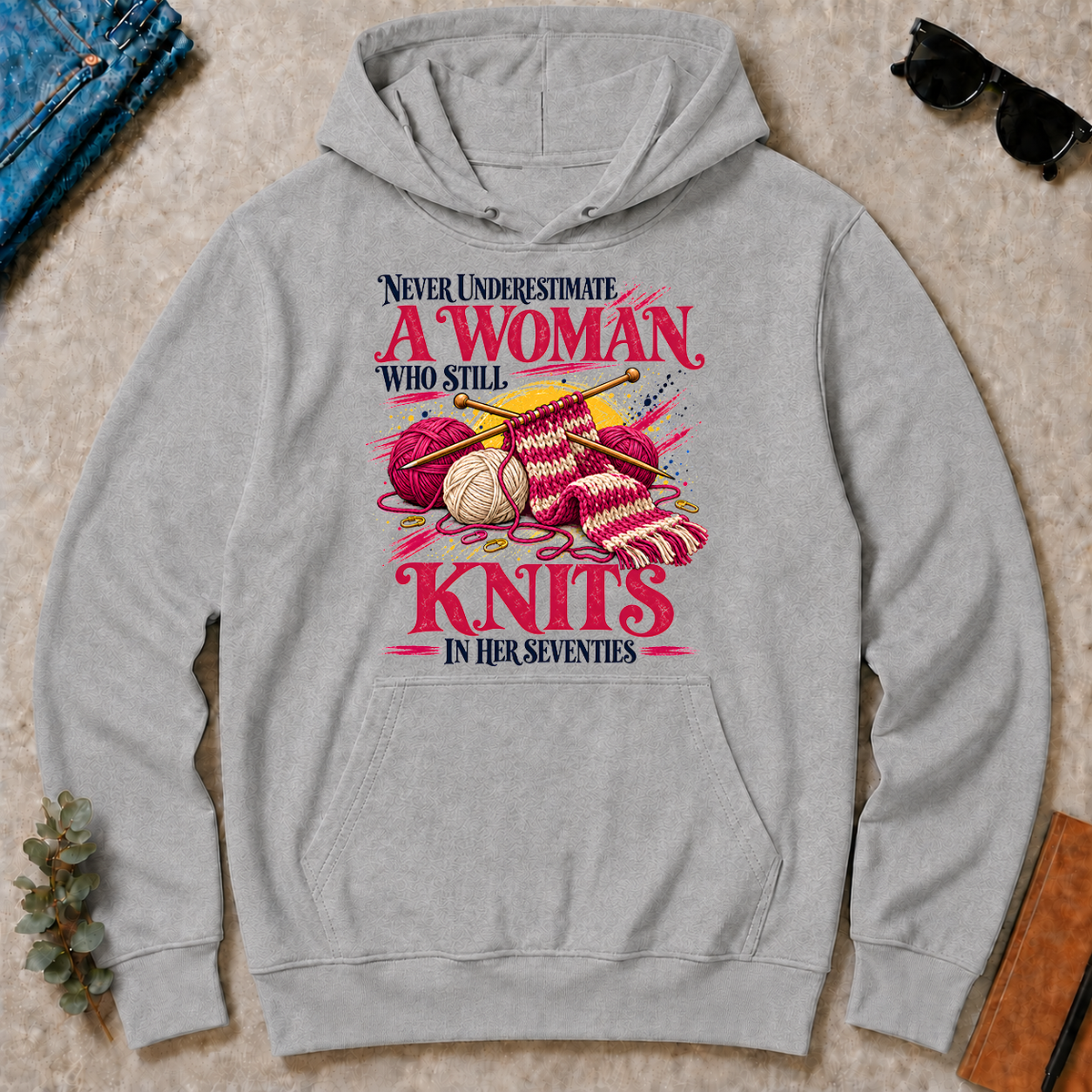 A Woman Still Knits In Her Seventies - sport-grey - HS2D-SportGrey