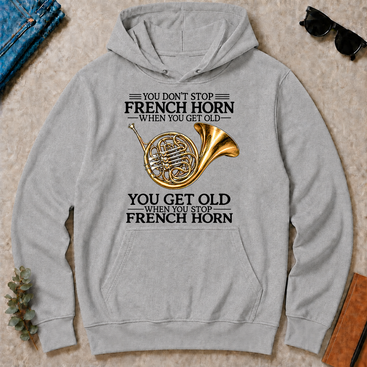 Don't Stop Playing French Horn Vintage Art - sport-grey - HS2D-SportGrey