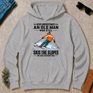 Never Underestimate An Old Man Still Skis The Slopes In His 70s - sport-grey - HS2D-SportGrey