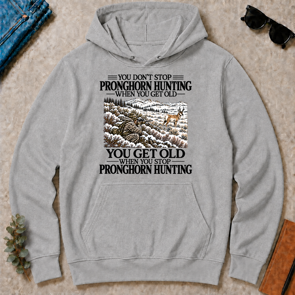 Don't Stop Pronghorn Hunting Snow - sport-grey - HS2D-SportGrey