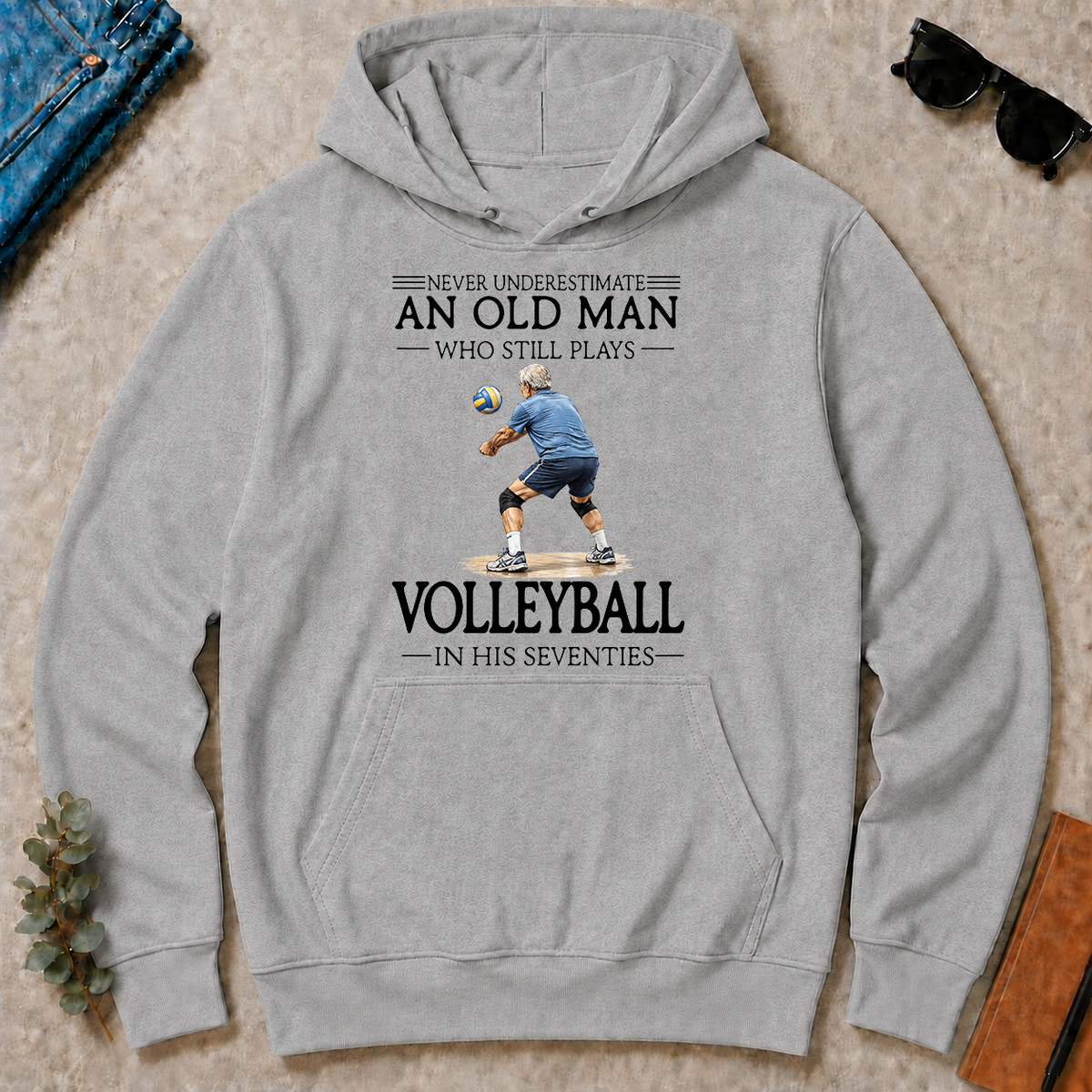 An Old Man Who Still Plays Volleyball In His Seventies - sport-grey - HS2D-SportGrey