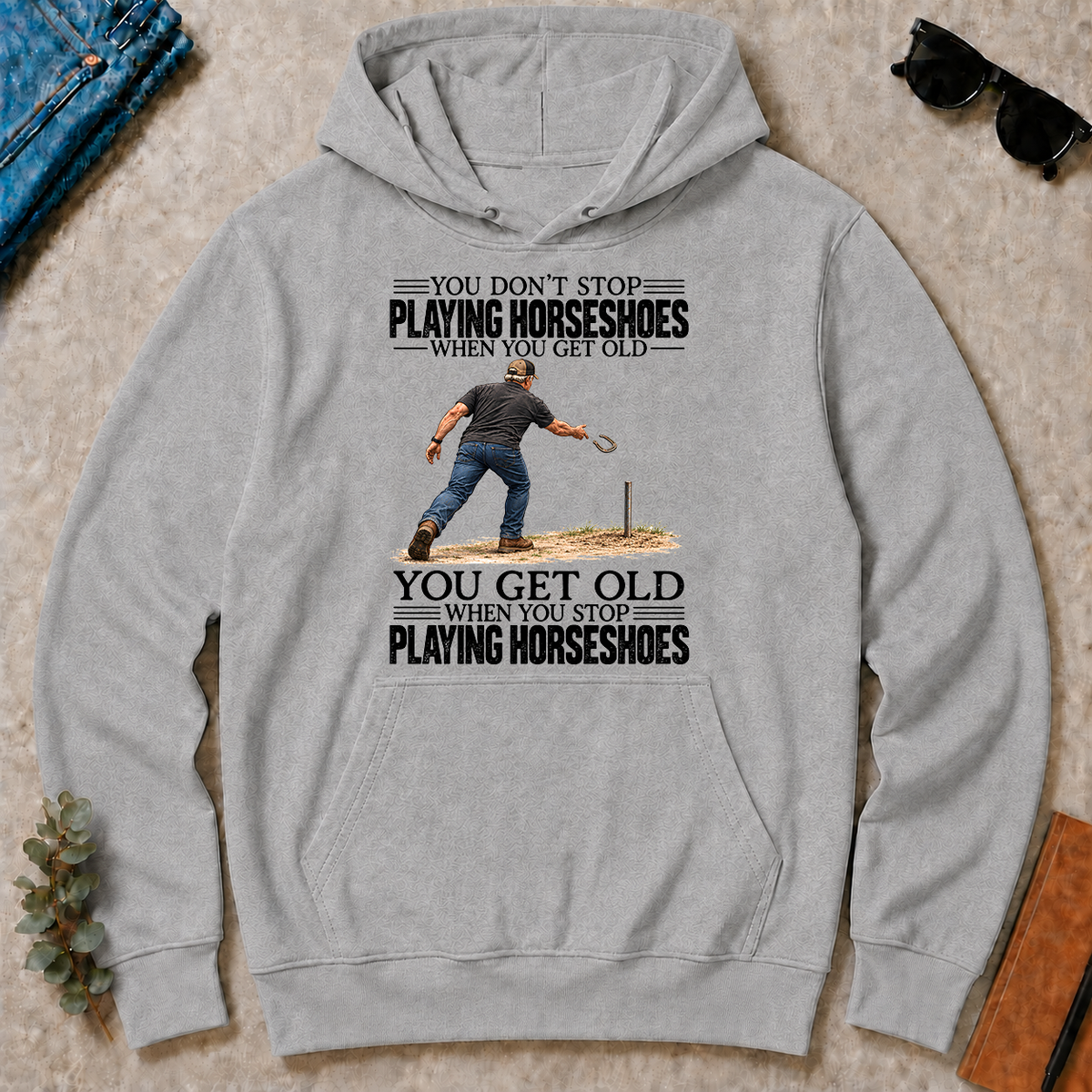 Vintage You Get Old When You Stop Playing Horseshoes - sport-grey - HS2D-SportGrey