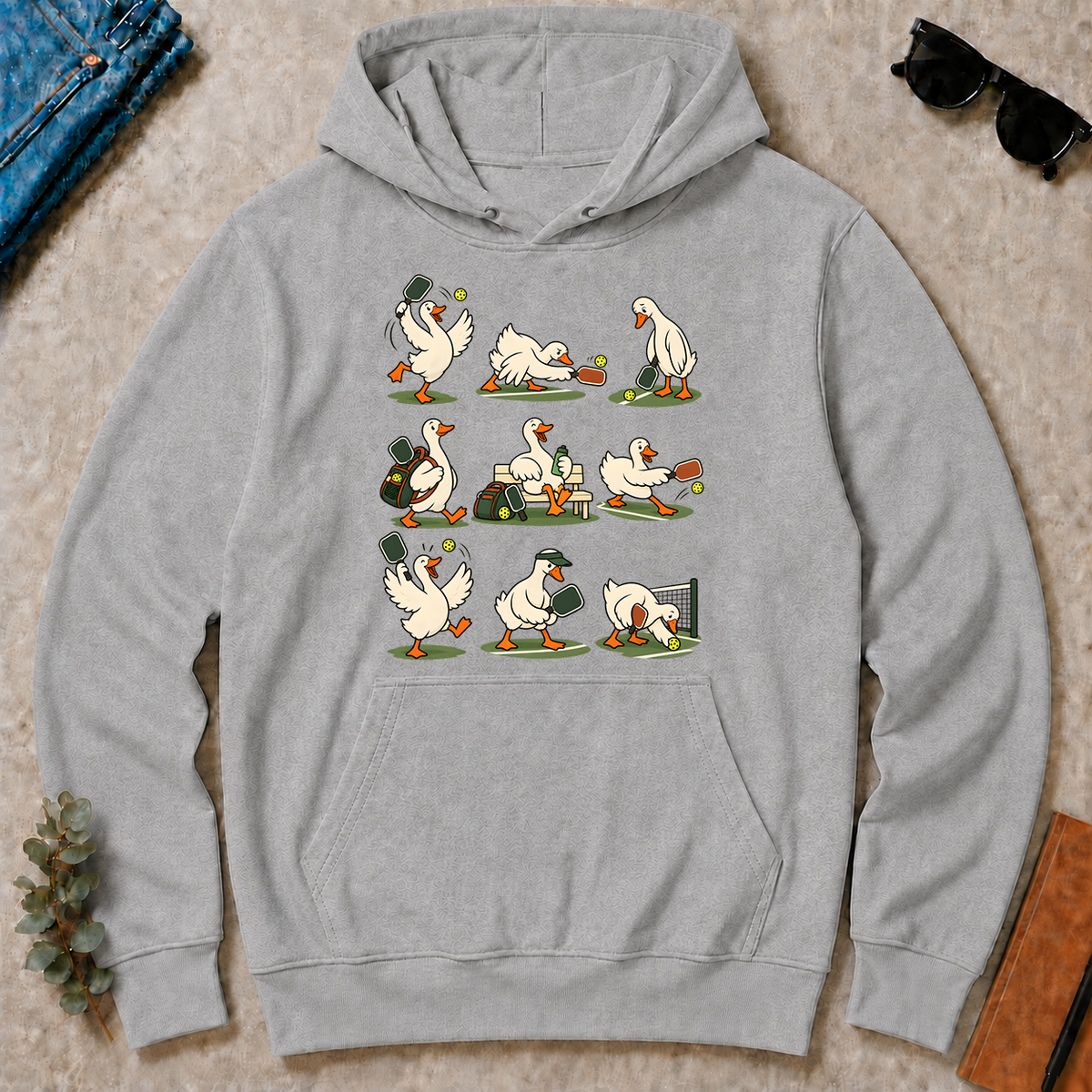 Funny Ducks Playing Pickleball - sport-grey - HS2D-SportGrey