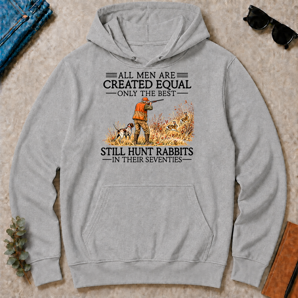 All Men Are Created Equal Rabbits Hunting 70s Vintage - sport-grey - HS2D-SportGrey