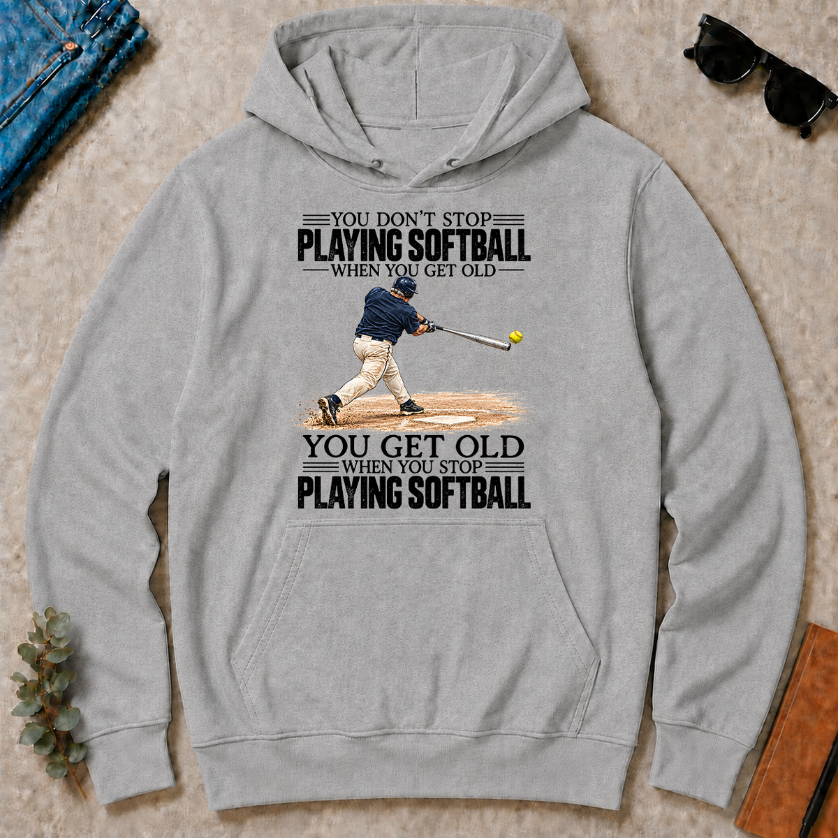 Vintage You Get Old When You Stop Playing Softball - sport-grey - HS2D-SportGrey
