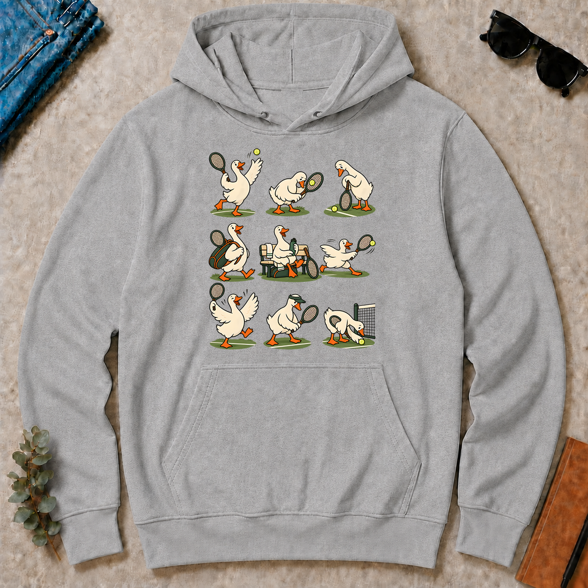 Funny Ducks Playing Tennis - sport-grey - HS2D-SportGrey