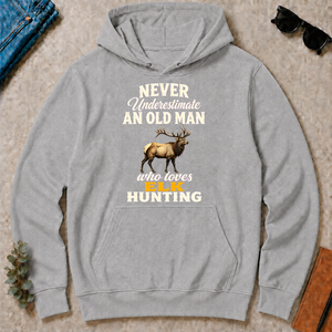 Never Underestimate An Old Man Who Loves Elk Hunting Retro - sport-grey - HS2D-SportGrey