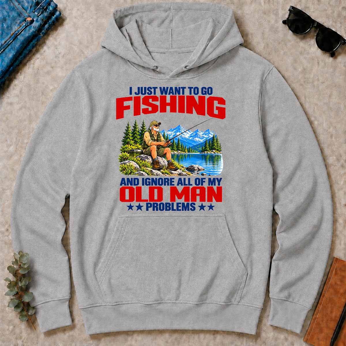 I Just Want To Go Fishing Art - sport-grey - HS2D-SportGrey