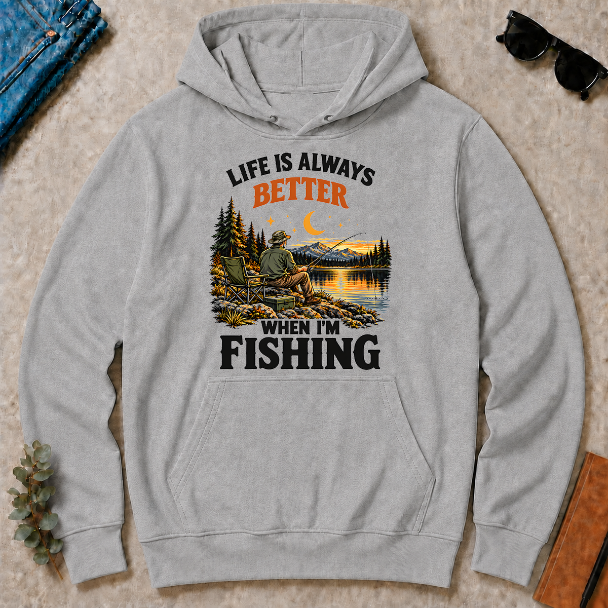 Retro Life Is Always Better When I Am Fishing - sport-grey - HS2D-SportGrey