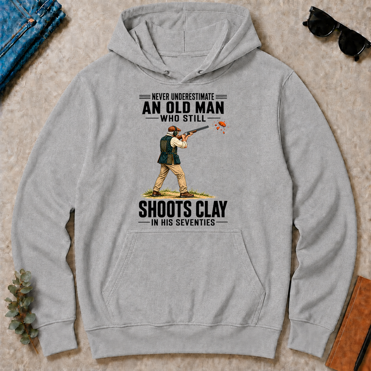 Never Underestimate An Old Man Shoots Clay In His 70s - sport-grey - HS2D-SportGrey