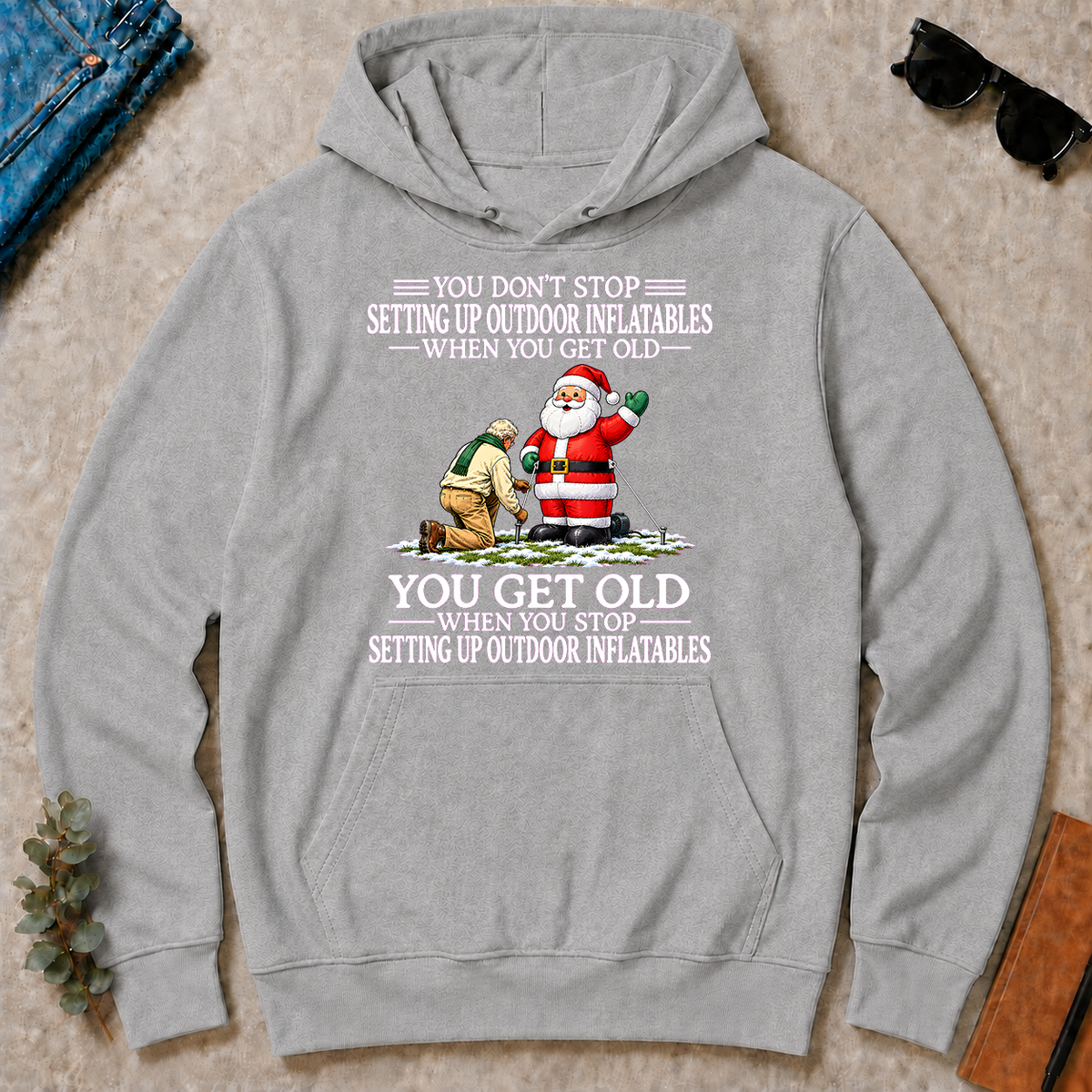 Old Man Don't Stop Setting Up Outfoor Inflatables - sport-grey - HS2D-SportGrey