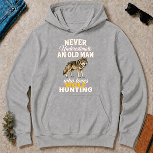 Never Underestimate An Old Man Who Loves Wolf Hunting Retro - sport-grey - HS2D-SportGrey