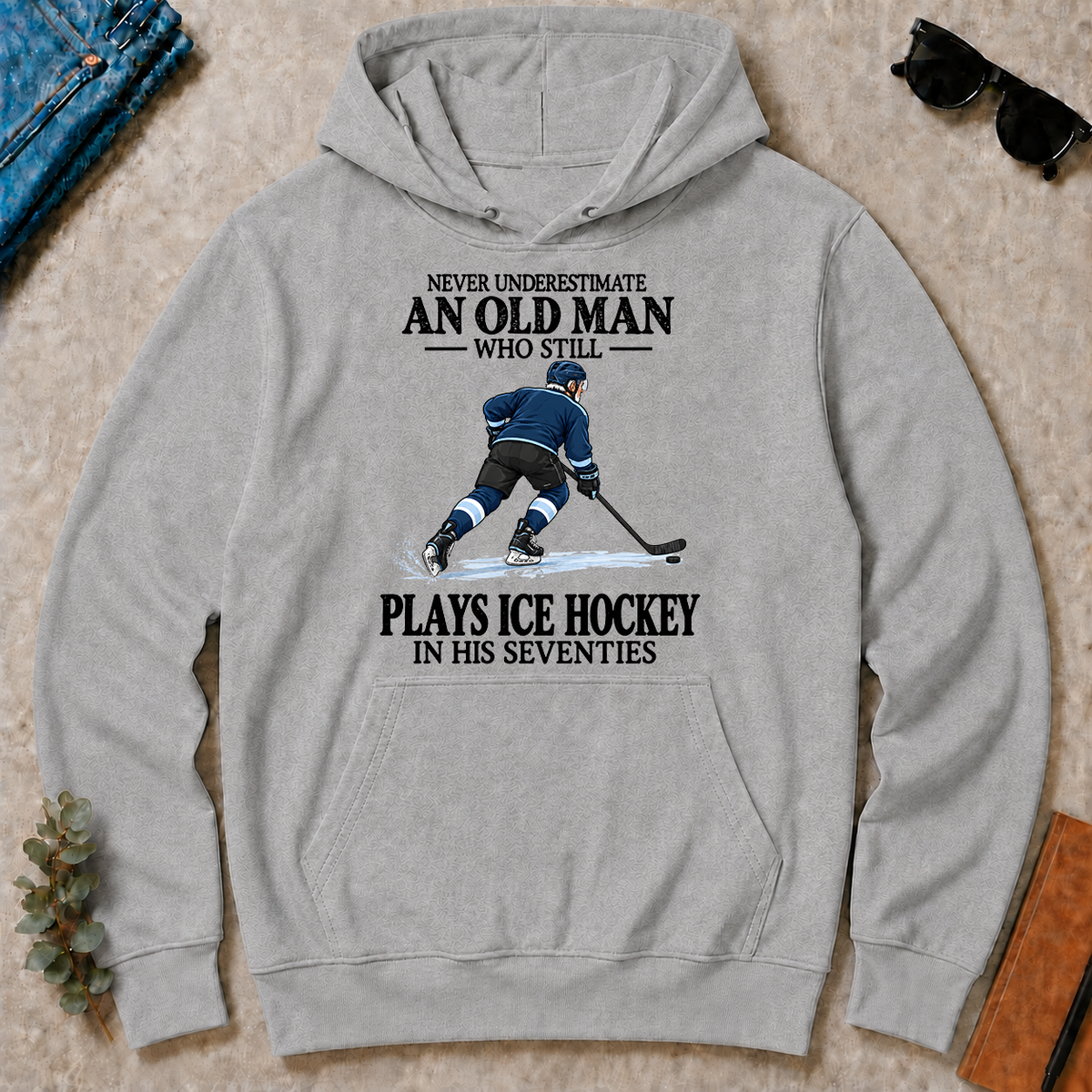 An Old Man Still Plays Ice Hockey In His Seventies - sport-grey - HS2D-SportGrey
