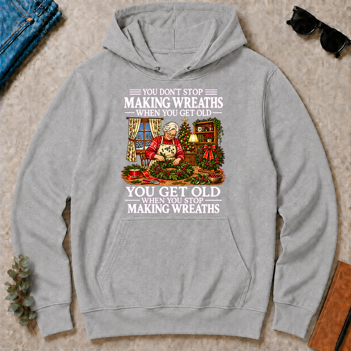 Old Woman Don't Stop Making Wreaths - sport-grey - HS2D-SportGrey