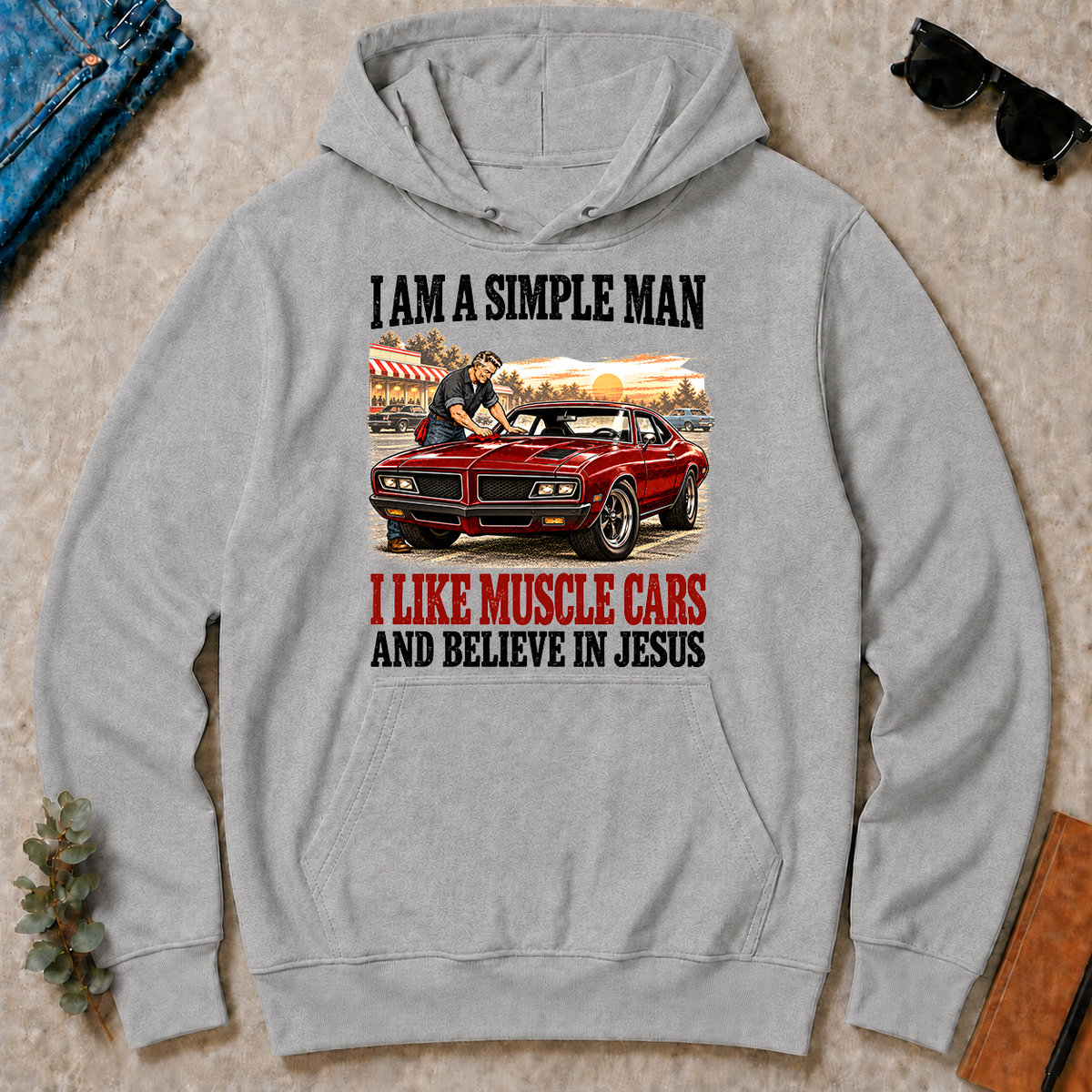 I Like Muscle Cars And Believe In Jesus - sport-grey - HS2D-SportGrey