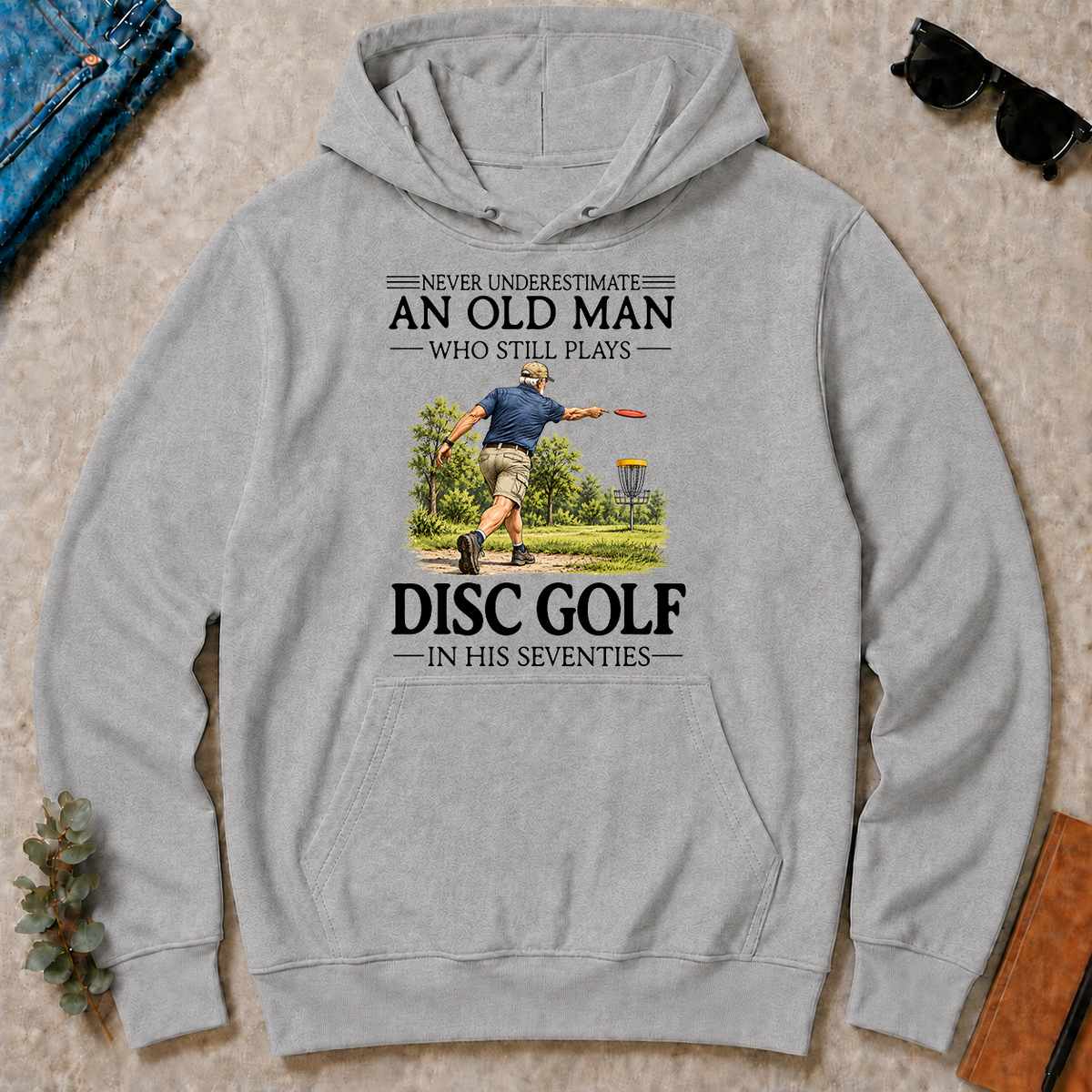 An Old Man Who Still Plays Disc Golf In His Seventies - sport-grey - HS2D-SportGrey