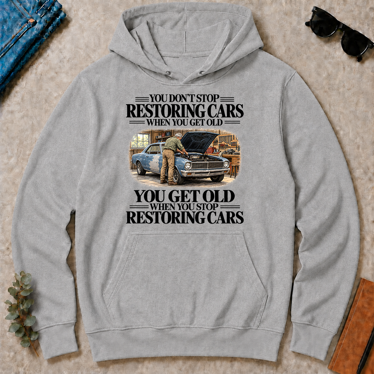 Don't Stop Restoring Cars Vintage Art - sport-grey - HS2D-SportGrey