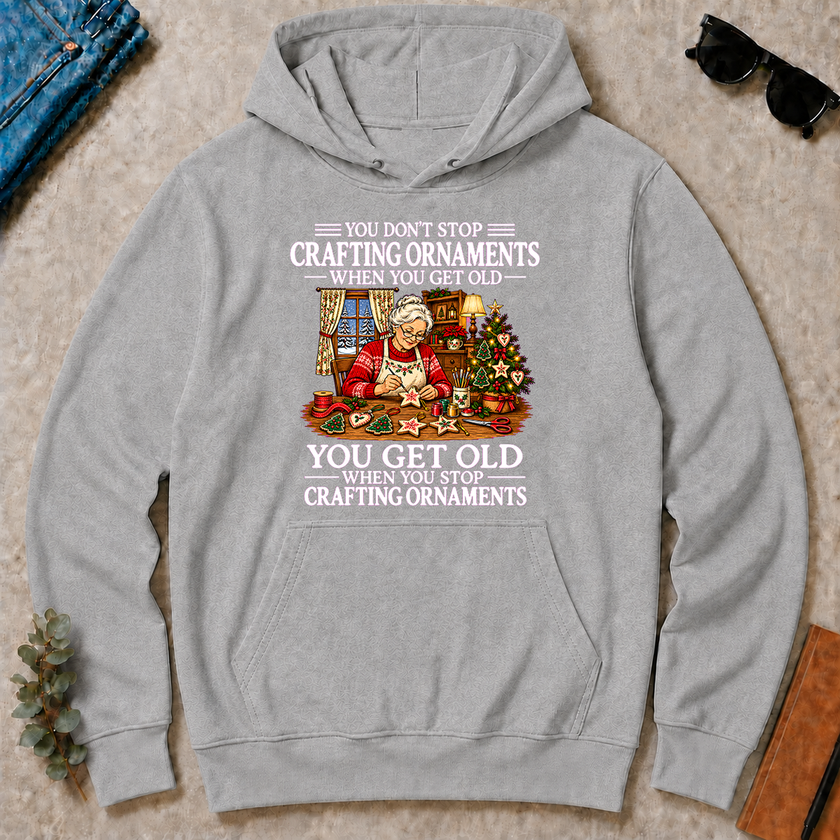 Old Woman Don't Stop Crafting Ornaments - sport-grey - HS2D-SportGrey